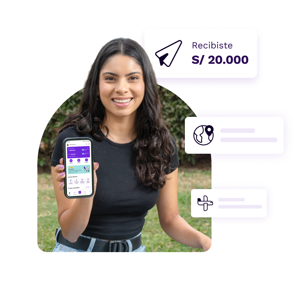 Cuenta Digital gratis en Perú Mujer disfrutando su cuenta digital Prexpe gratis en Perú