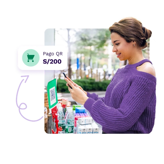 Pagos QR Mujer realizando pagos con QR